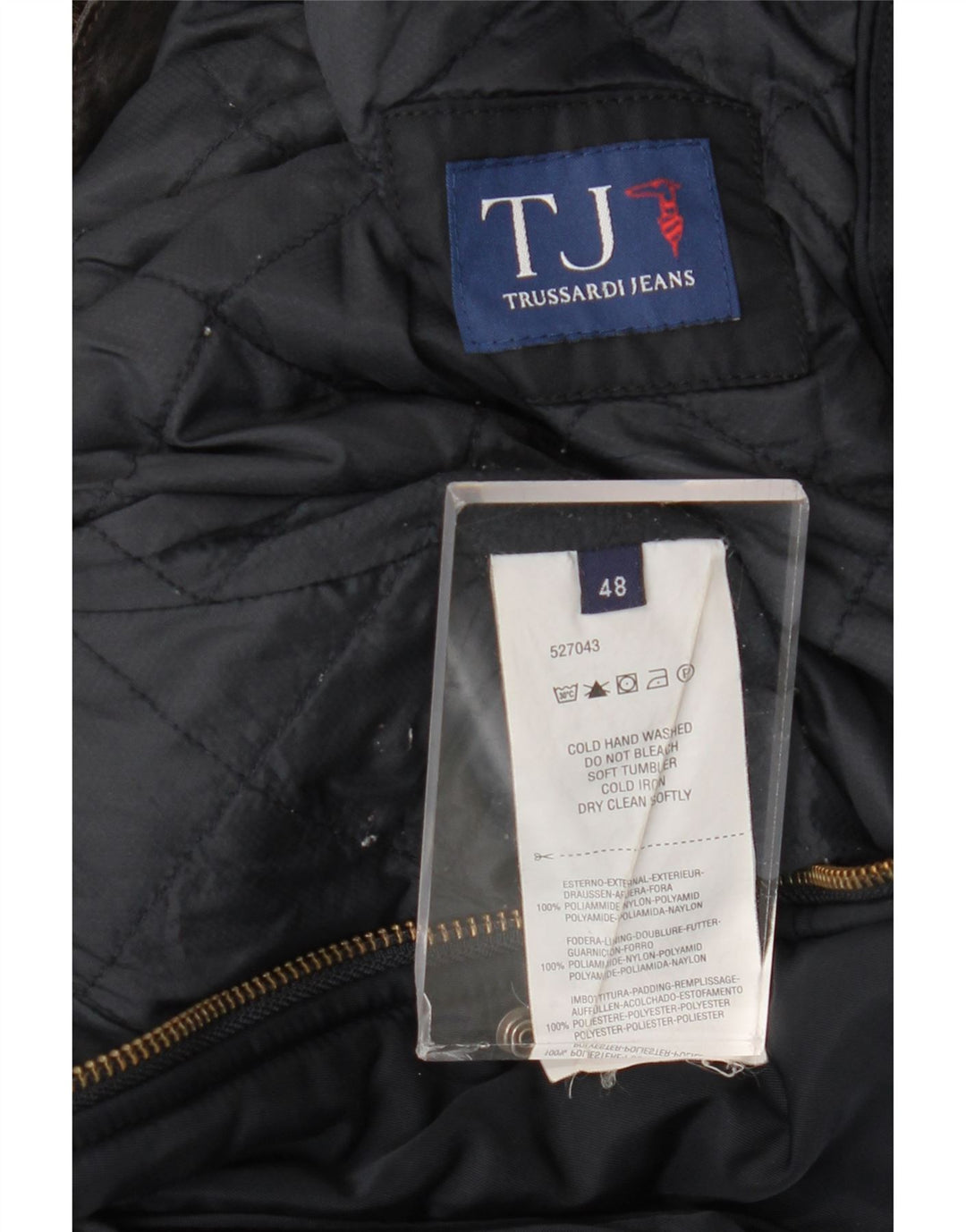 Trussardi Jeans Herren-Utility-Jacke mit Kapuze, IT 48, Mittelblau, Polyamid