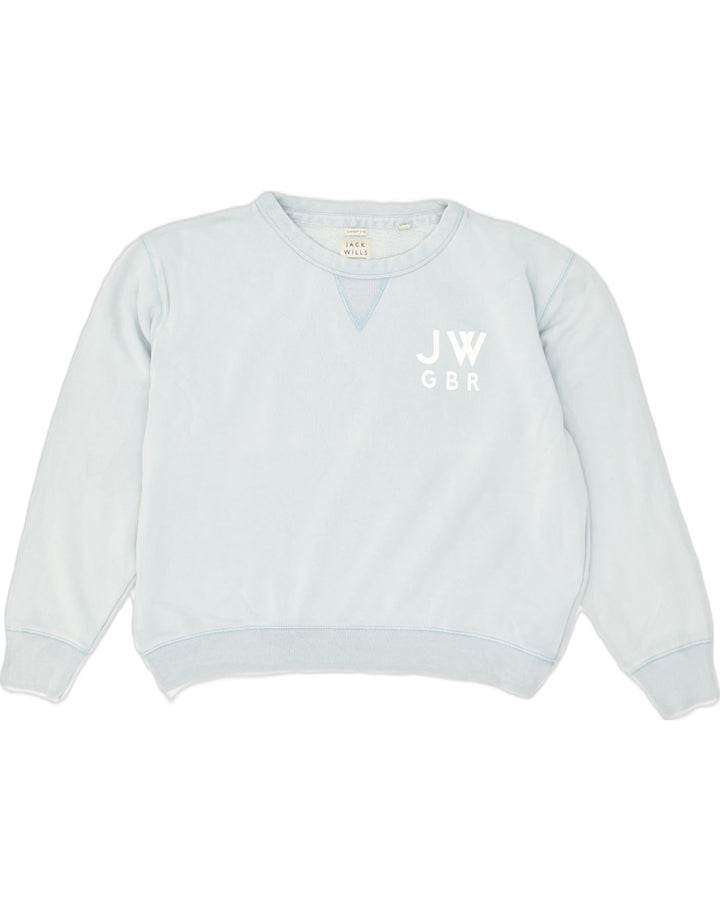 JACK WILLS Womens Garment Dyed Sweatshirt Jumper UK 14 Large Blue Cotton | Vintage Jack Wills | Thrift | Second-Hand Jack Wills | Used Clothing | Messina Hembry 