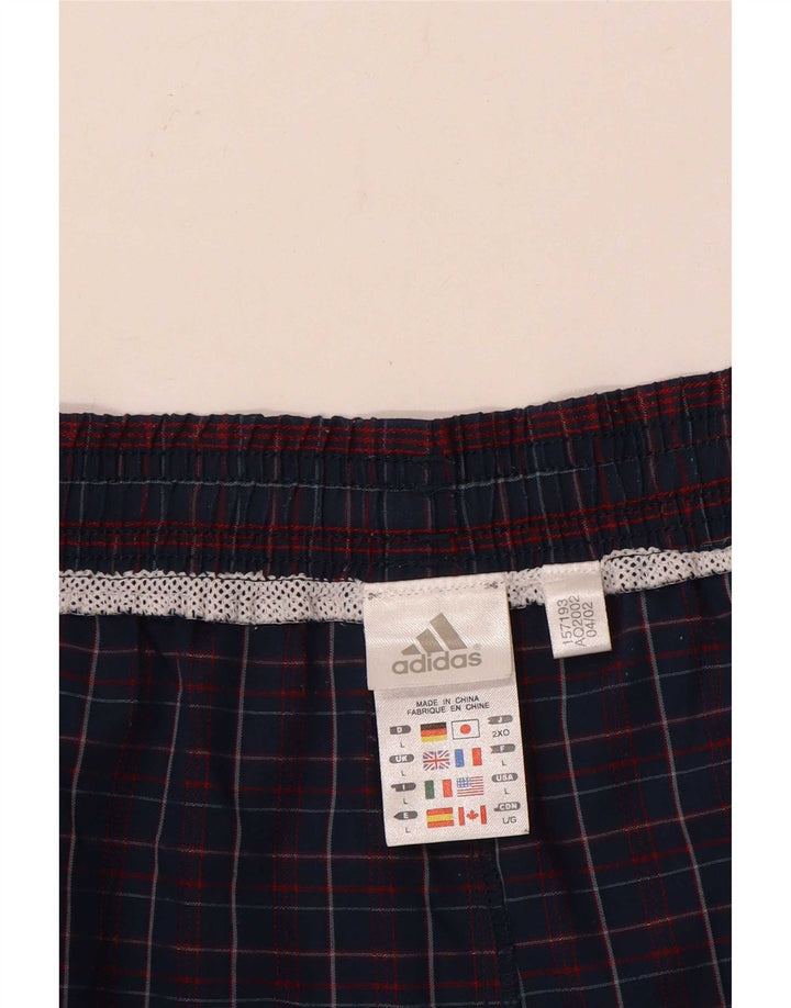 Adidas Herren-Badeshorts, groß, marineblau, kariert, Polyester