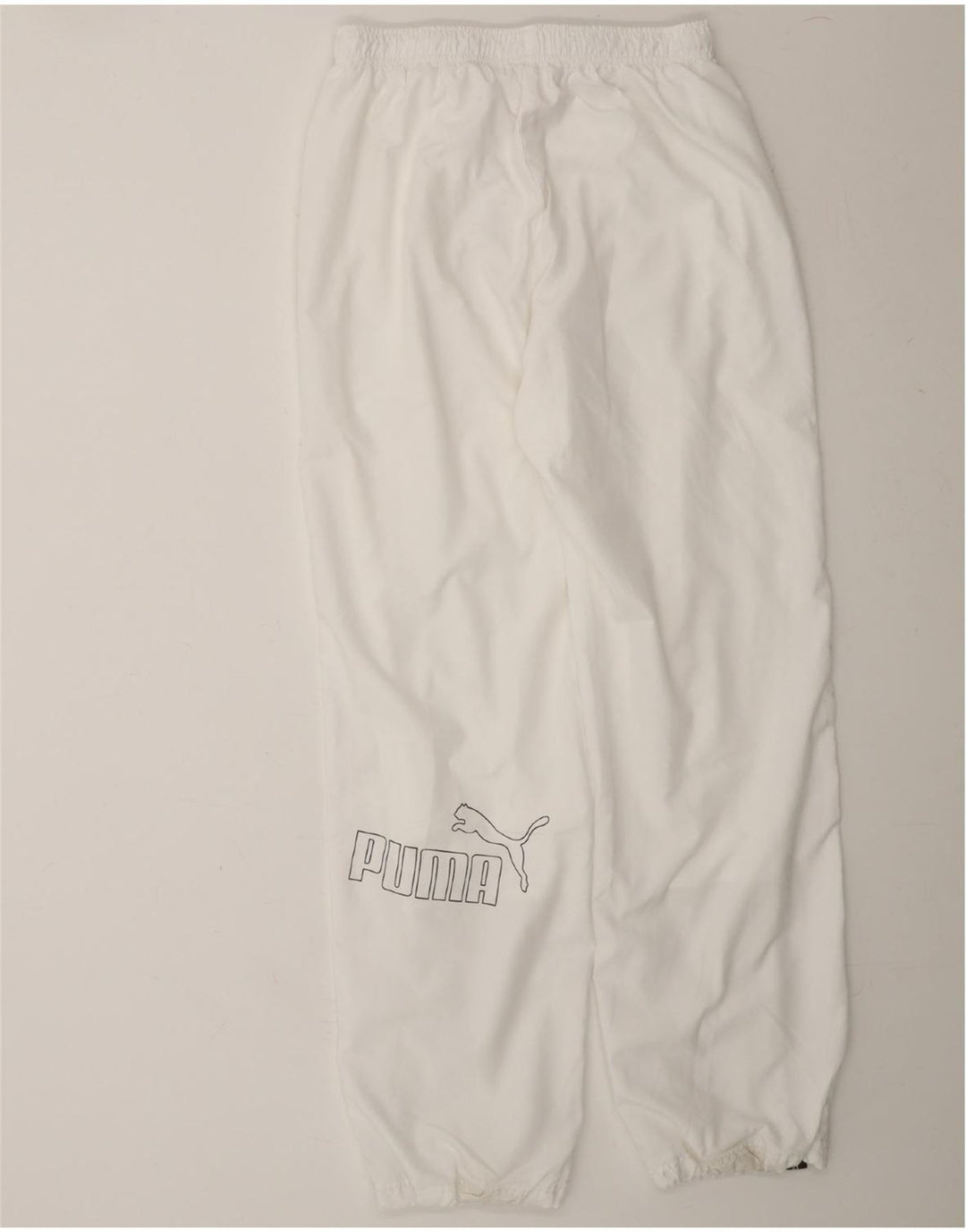 PUMA Mens Graphic Tracksuit Trousers Joggers Small  White Vintage Puma and Second-Hand Puma from Messina Hembry 