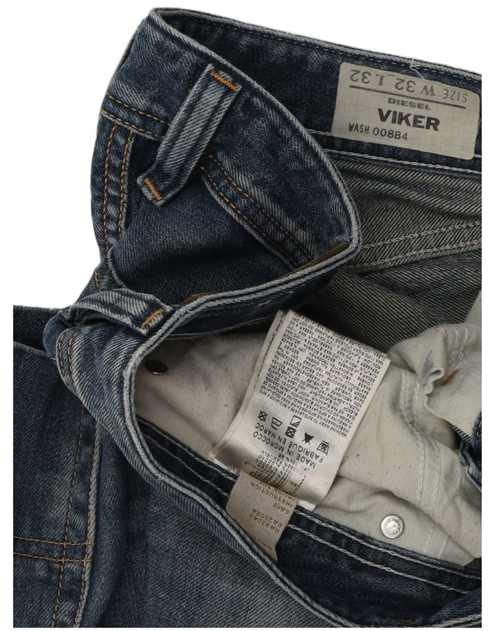 Diesel Herren Viker Distressed Straight Jeans W32 L32 Blaue Baumwolle