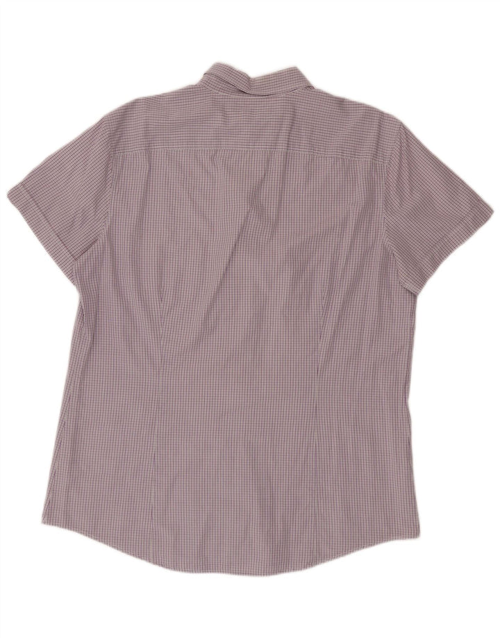 Benetton Herren Kurzarmhemd Large Purple Gingham