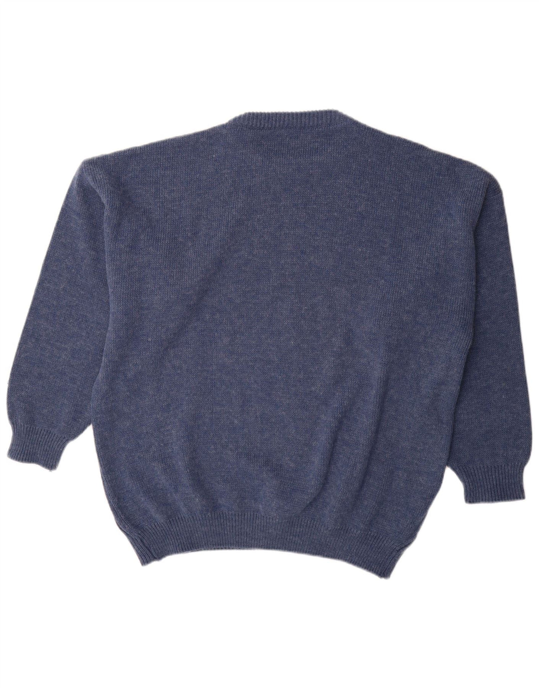 St. Moritz Herren-Pullover mit grafischem Rundhalsausschnitt, groß, aus blauer Wolle