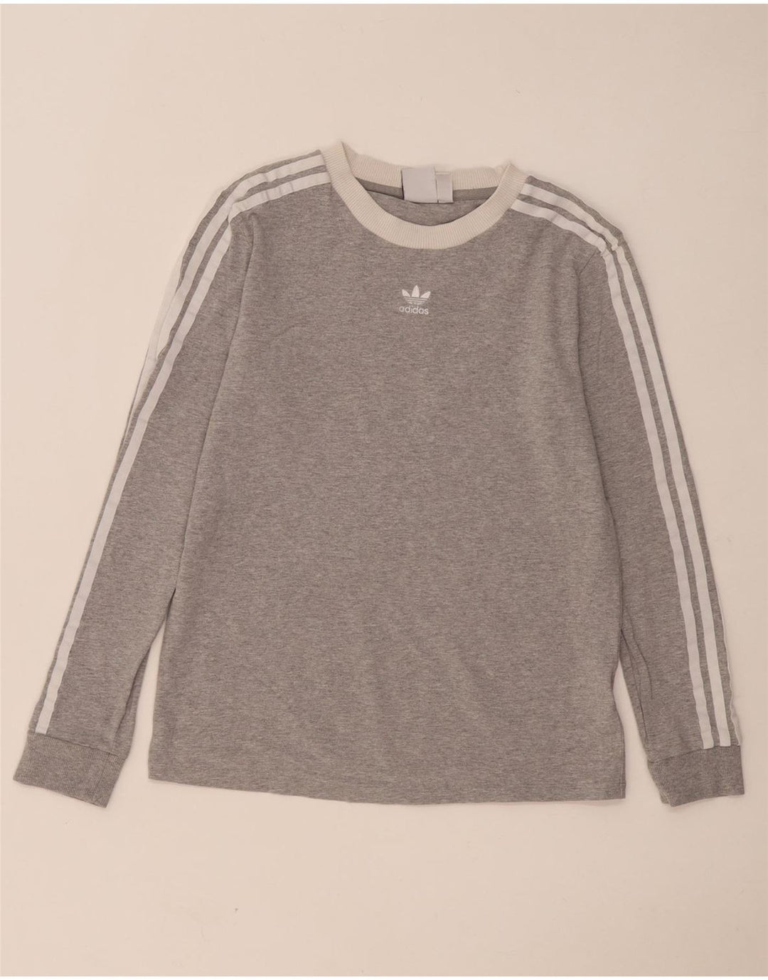 Adidas Damen Top Langarm UK 12 Mittelgraue Baumwolle