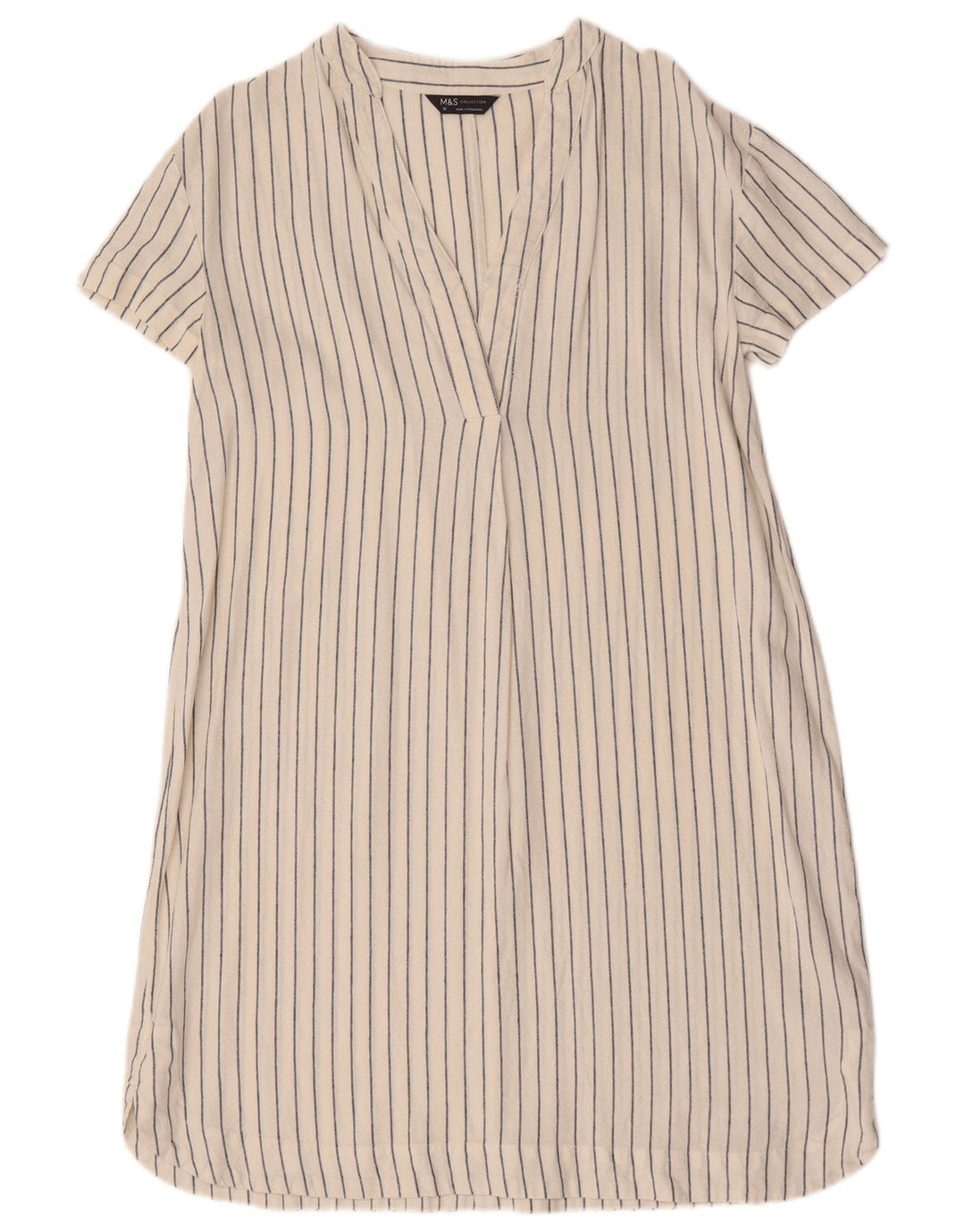 Marks & Spencer Übergroßes Etuikleid für Damen, Gr. 10, Größe S, weiß gestreift