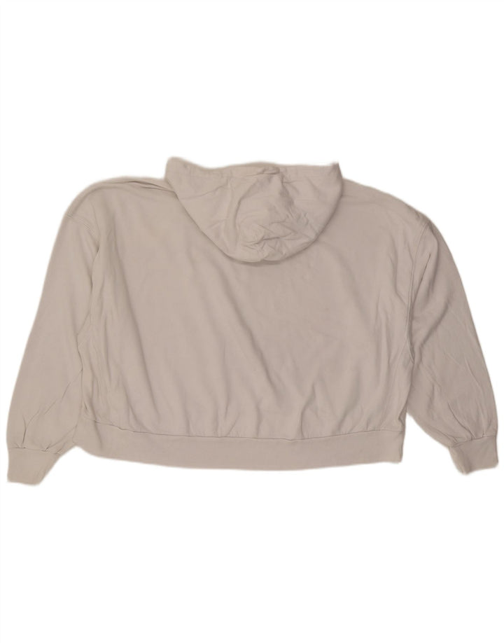 All Saints Damen-Kapuzenpullover, übergroß, bauchfrei, mit Grafik, UK 14, Mittelweiß