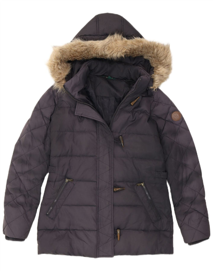 Ralph Lauren Wattierte Damenjacke mit Kapuze, UK 6, XS, Marineblau, Polyester