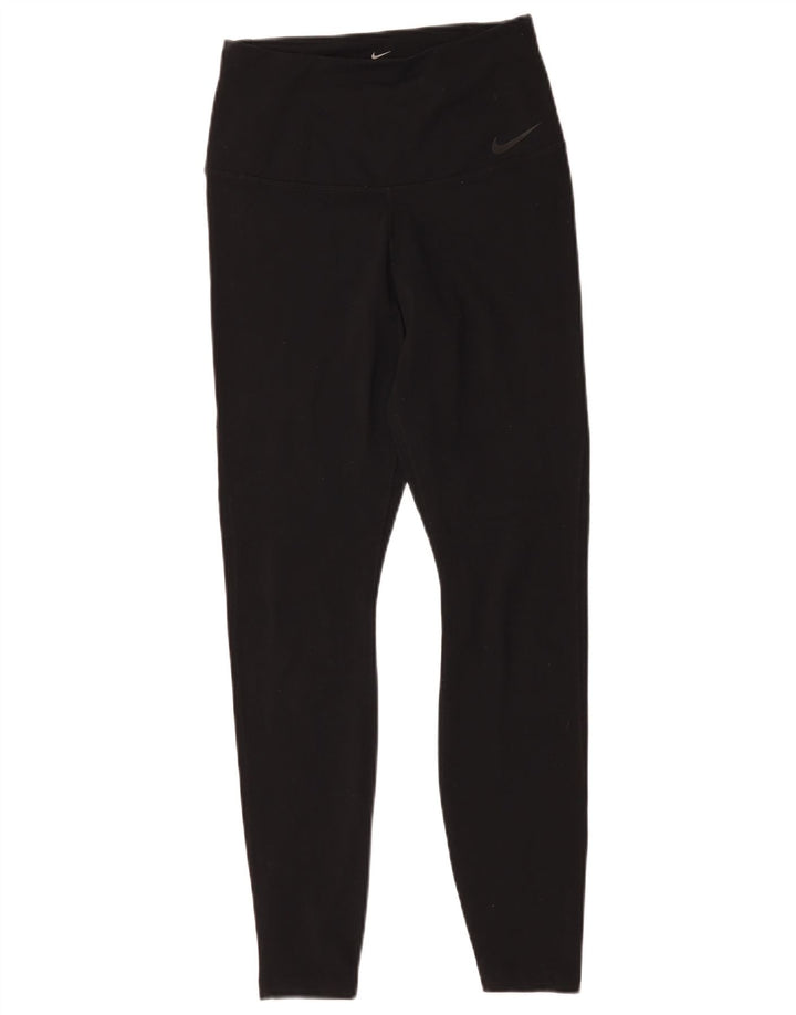 Nike Damen Dri Fit Leggings UK 12 Mittelschwarzes Nylon