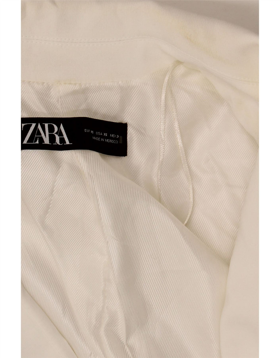 Zara Damen-Blazer, offen, übergroß, UK 6, XS, Weiß, Polyester