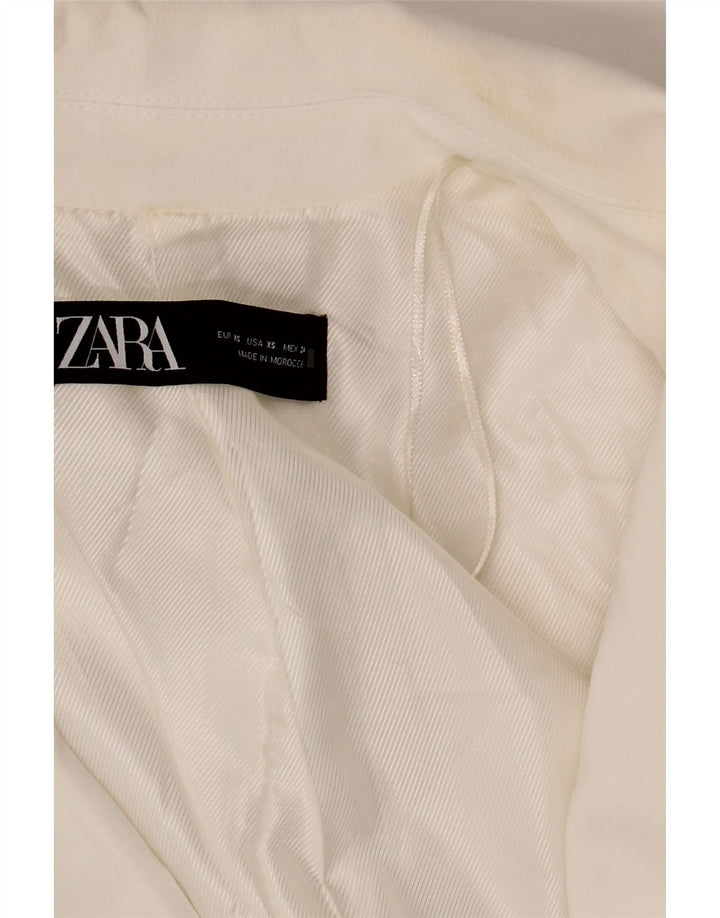 Zara Damen-Blazer, offen, übergroß, UK 6, XS, Weiß, Polyester