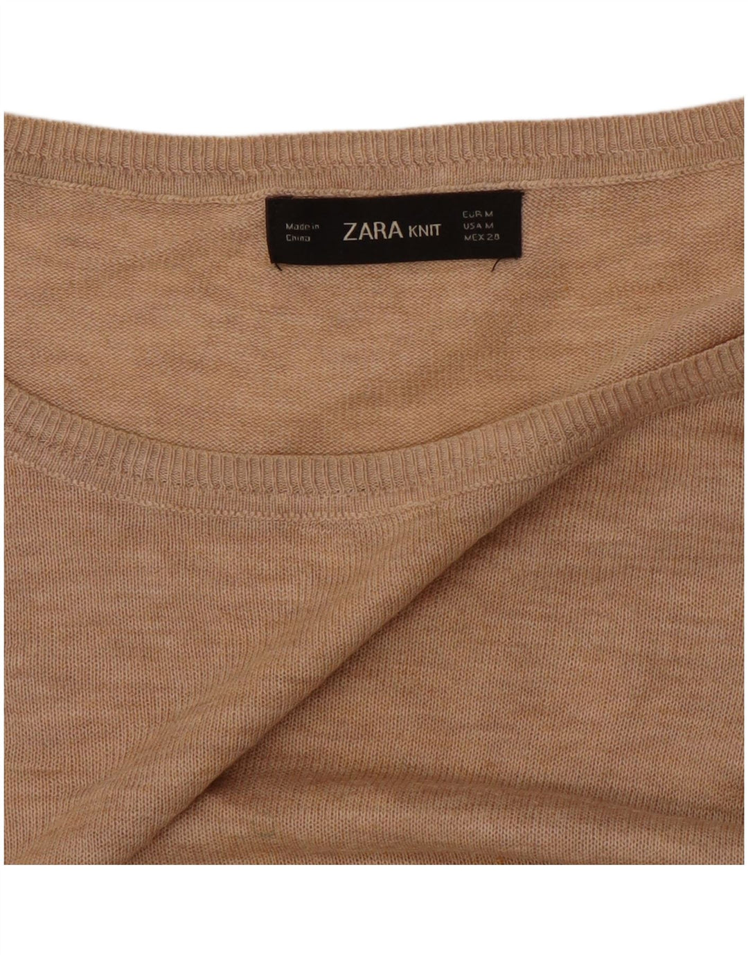 Übergroßer Pullover mit U-Boot-Ausschnitt von Zara für Damen, Gr. 14, Mittelbeige
