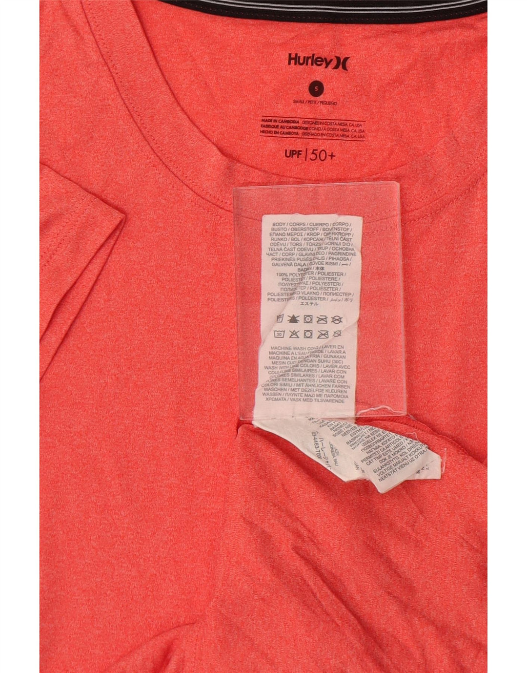 Hurley Damen T-Shirt Top UK 10 Small Orange meliert Polyester