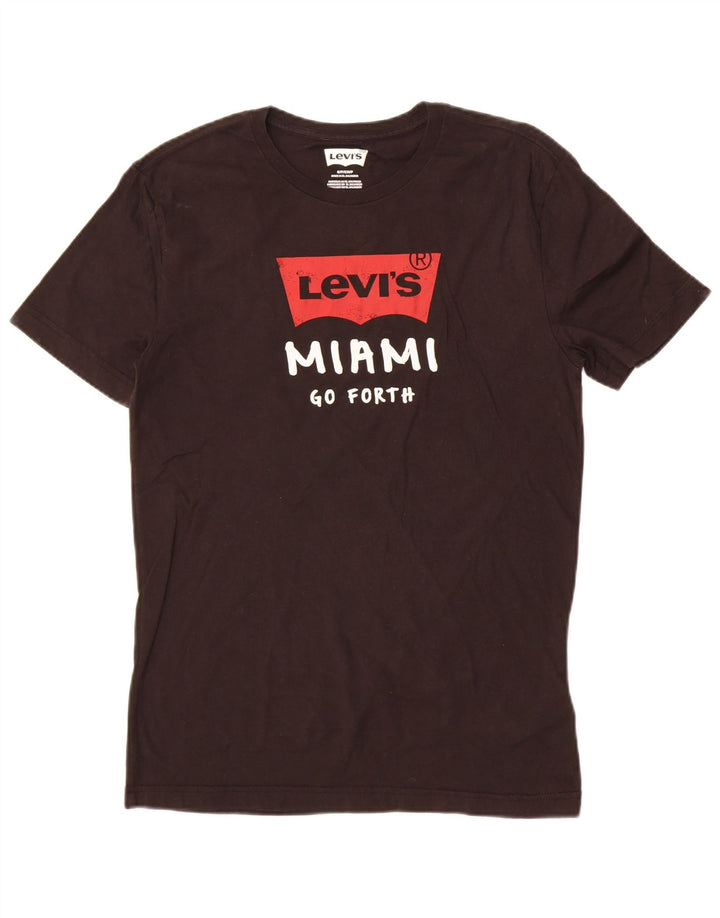 Levi's Herren Miami Graphic T-Shirt Top Small aus schwarzer Baumwolle