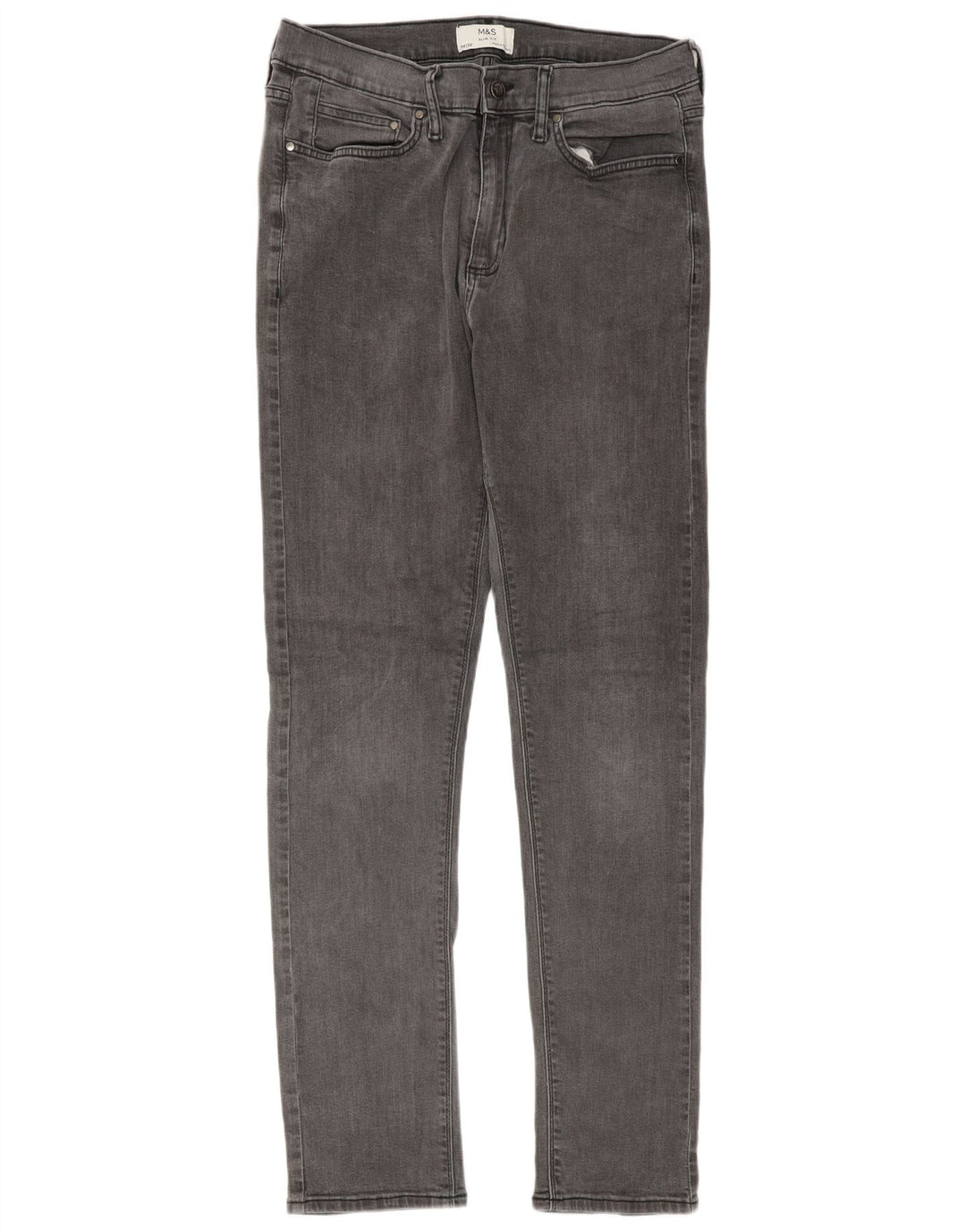 Marks & Spencer Herren Slim Jeans W34 L33 Graue Baumwolle