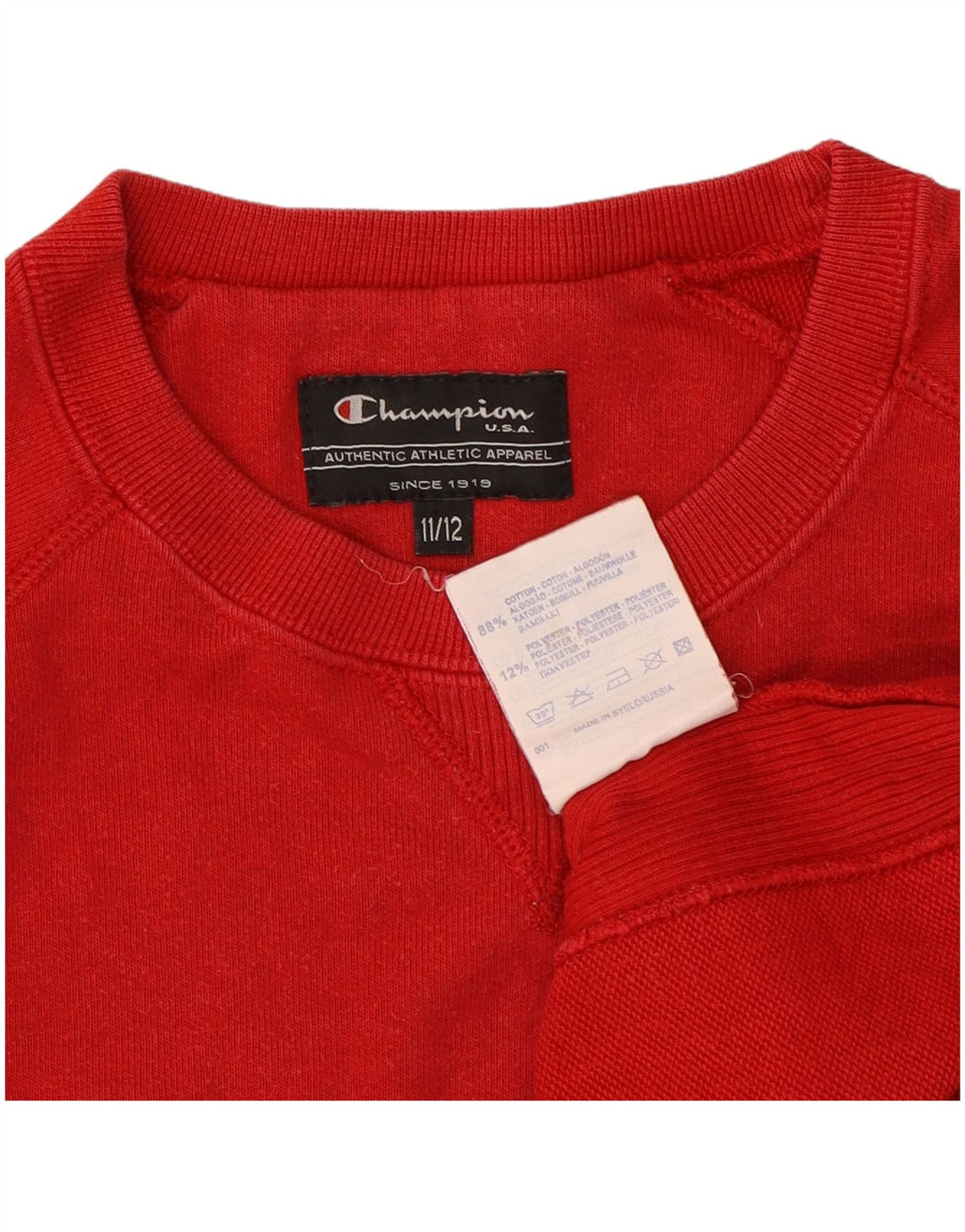 Champion Jungen-Sweatshirt mit Grafik, 11–12 Jahre, rote Baumwolle