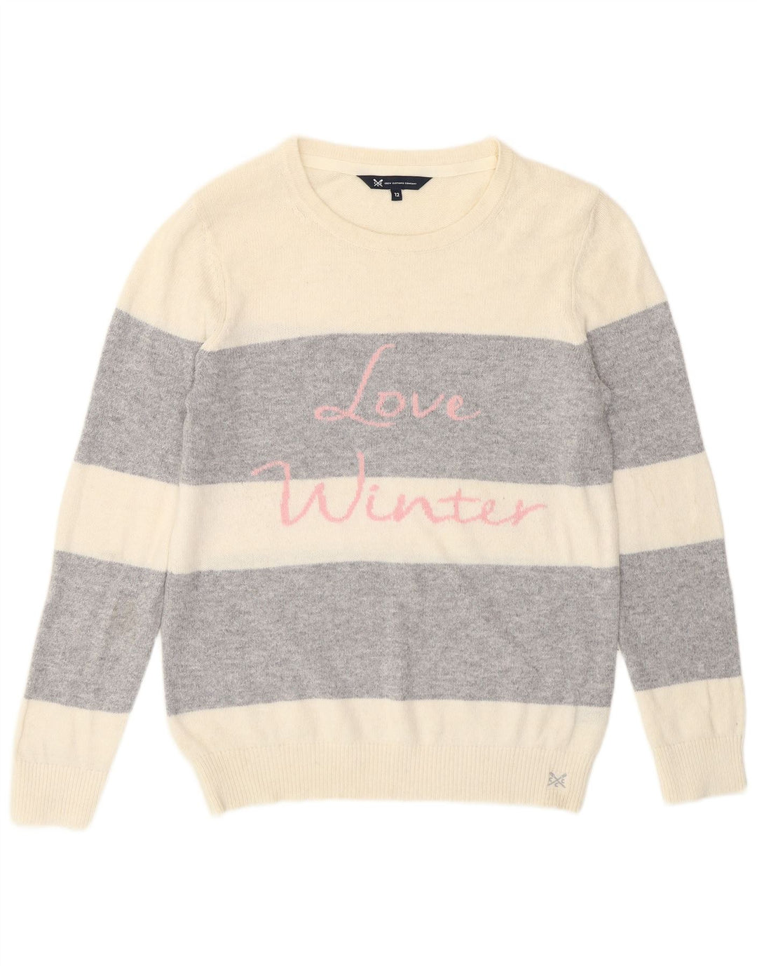 Crew Clothing Damen-Pullover mit Rundhalsausschnitt, Gr. 12, Mittel, gebrochenes Weiß