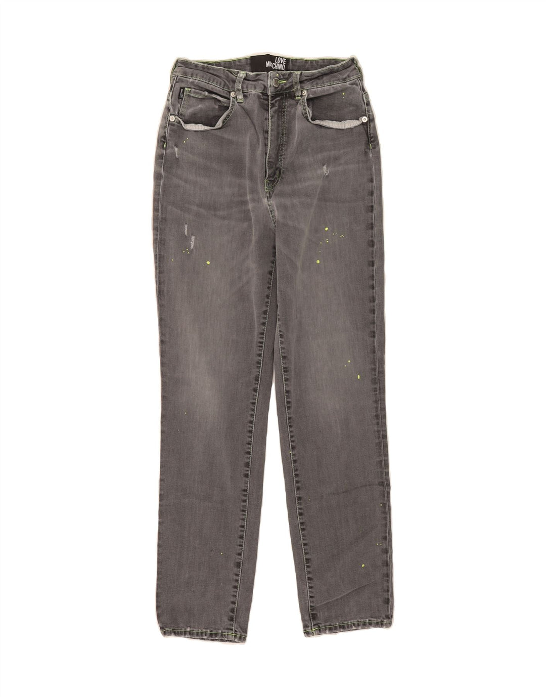 MOSCHINO Womens Distressed Straight Jeans W26 L26 Grey Cotton Vintage Moschino and Second-Hand Moschino from Messina Hembry 