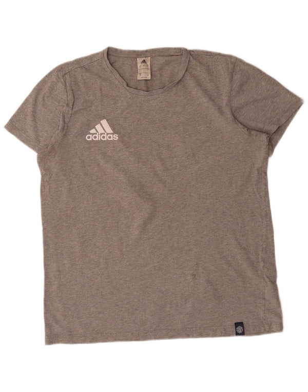 Adidas Mens Manchester United Graphic T-Shirt Top Large Grey Cotton