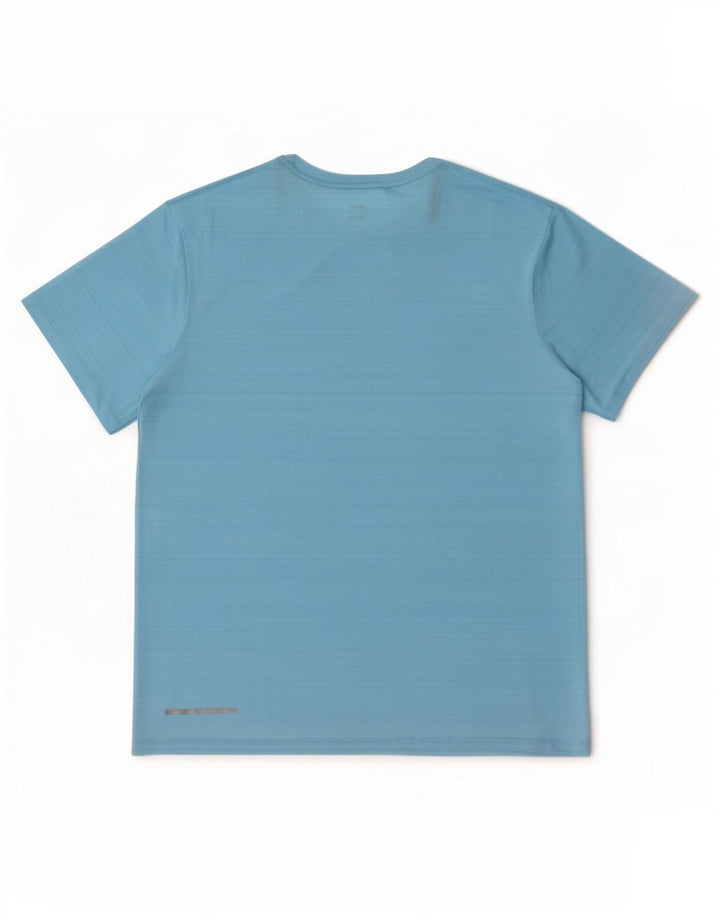 Nike Herren Dri Fit T-Shirt Top, großes blaues Nadelstreifen-Polyester