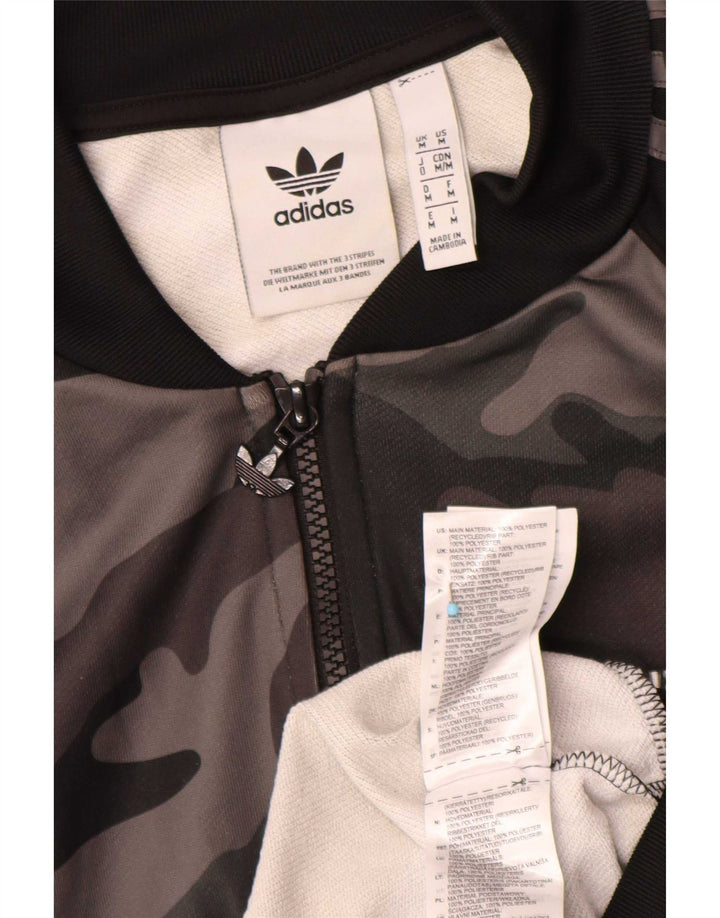 Adidas Herren-Trainingsanzug, Top-Jacke, Mittelgrau, Camouflage, Polyester, Sport