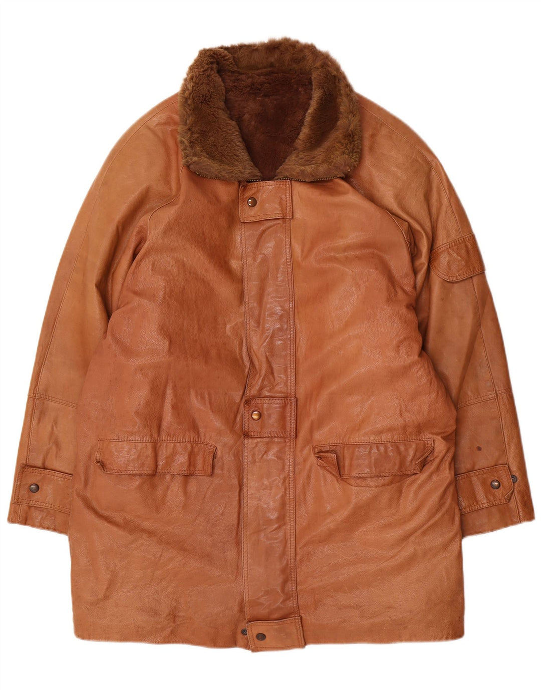 Mirella Herren Sherpa Ledermantel UK 44 2XL Braunes Leder