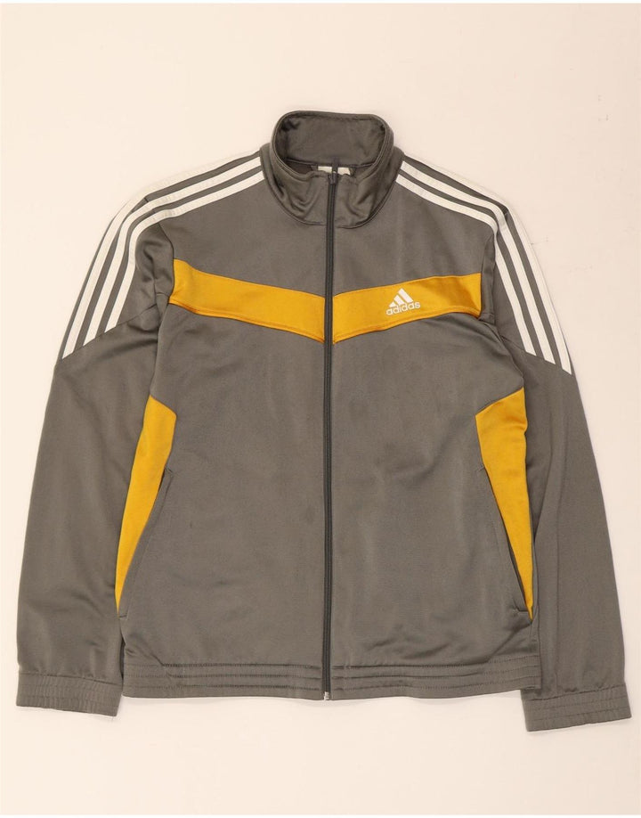 Adidas Herren-Trainingsanzug-Top-Jacke, kleines graues Colourblock-Polyester