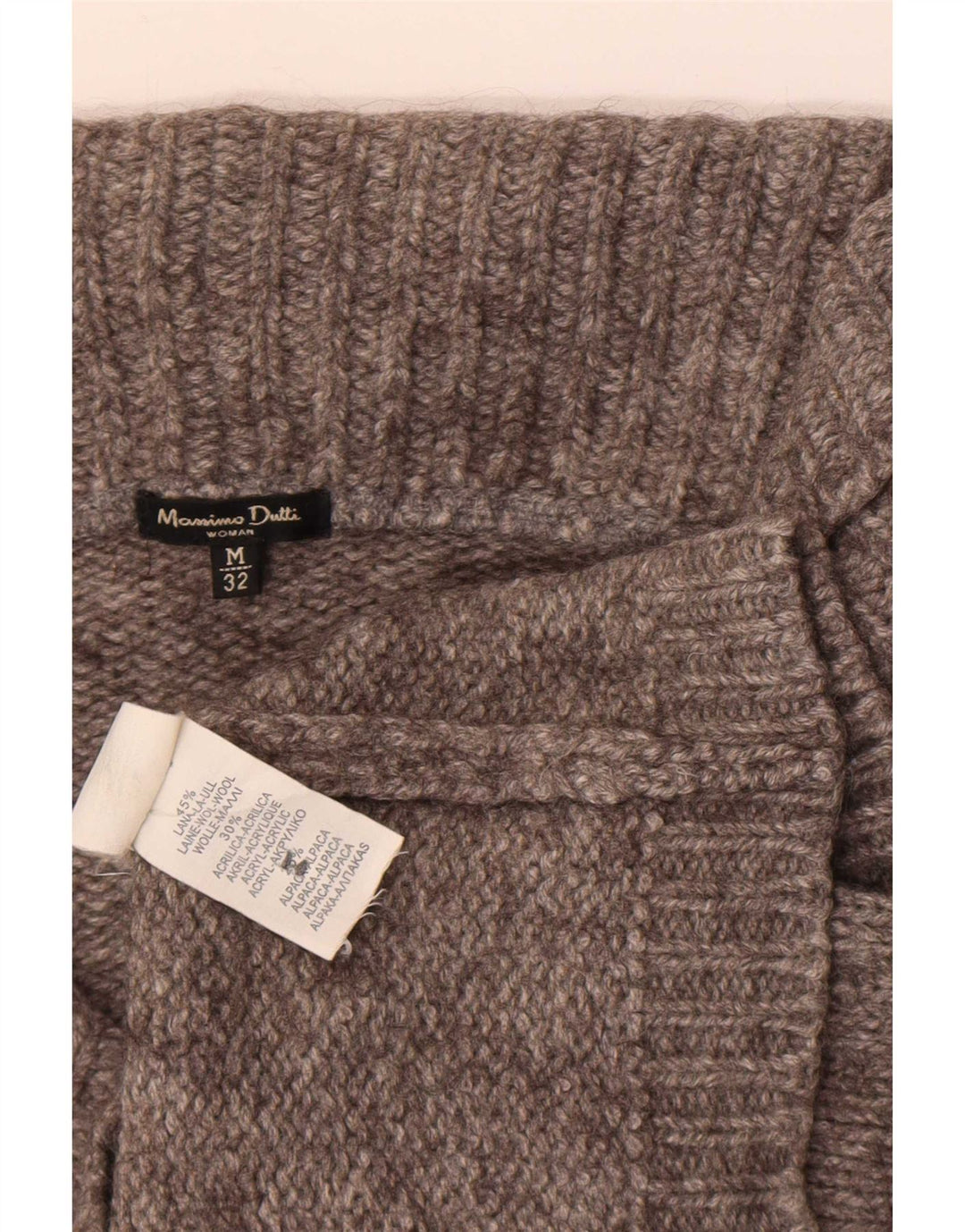 Massimo Dutti Damen Crop Cardigan Pullover UK 12 Mittelgraue Wolle