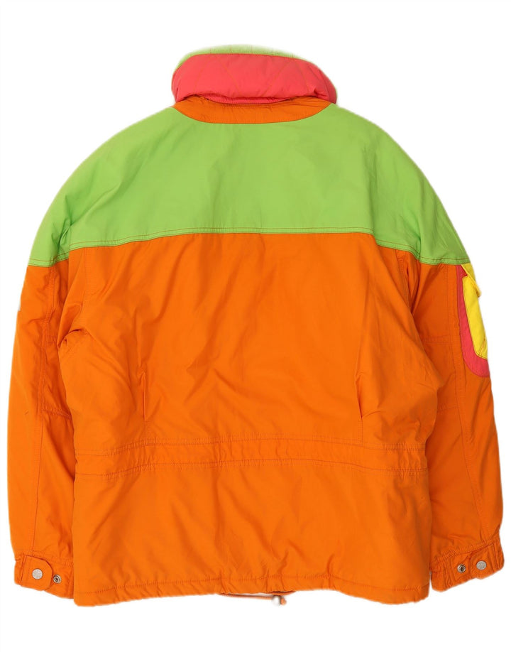Ellesse Damen-Skijacke mit Kapuze, übergroß, IT 42, Mittelorange, Farbblock