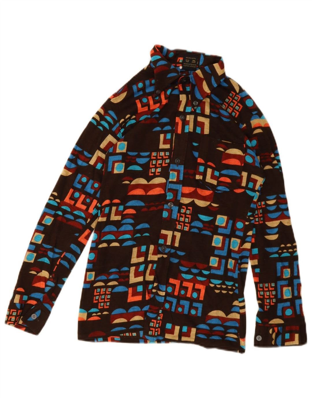 Vintage-Hemd für Jungen, 11–12 Jahre, braun, geometrisch, Polyacryl