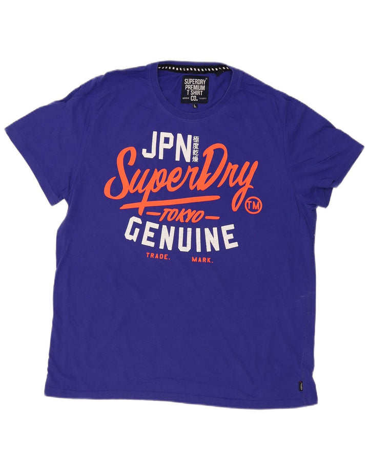 Superdry Herren Grafik T-Shirt Top 2XL Blau Baumwolle