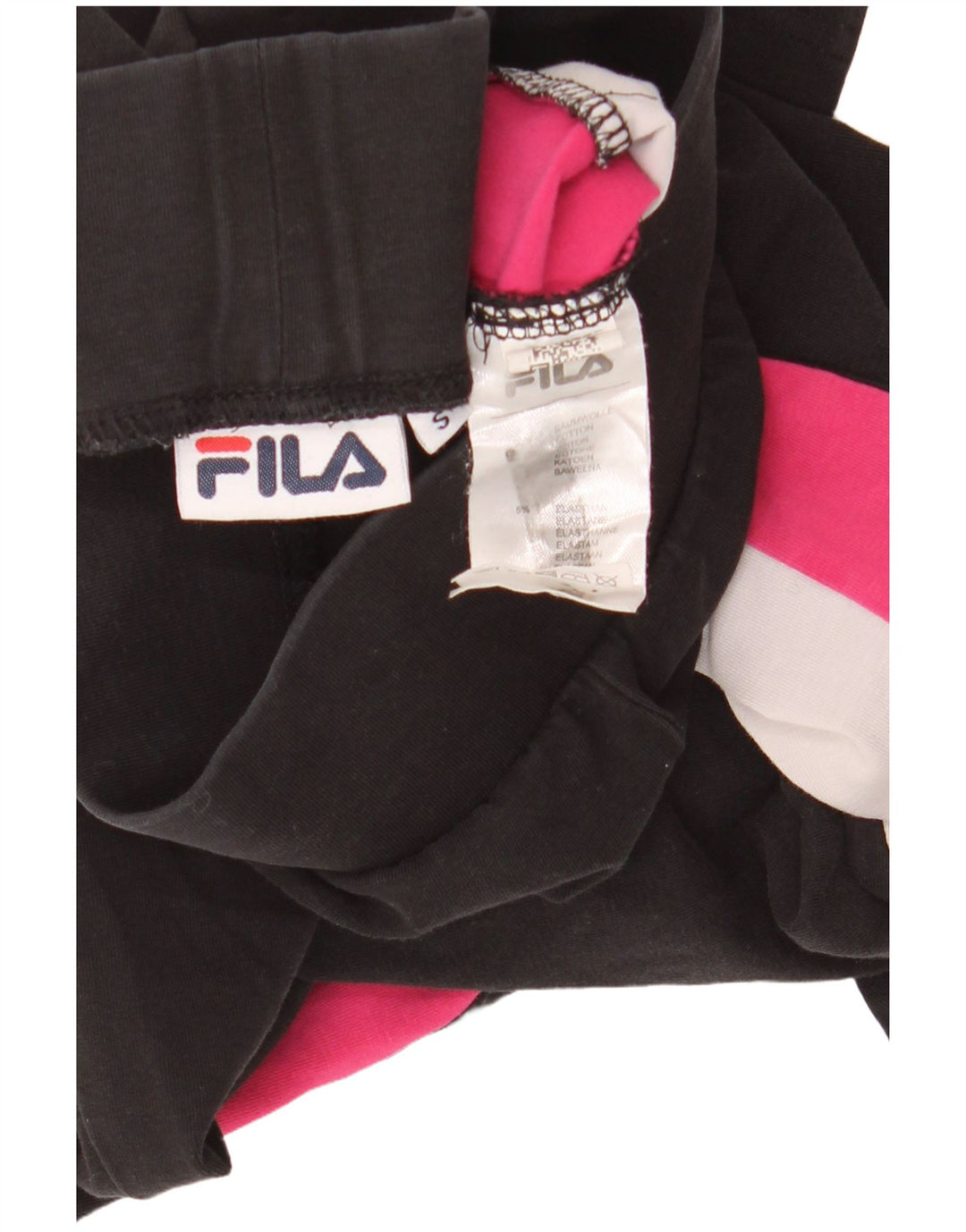 FILA Damen Leggings UK 8 Small Schwarz Colourblock Baumwolle