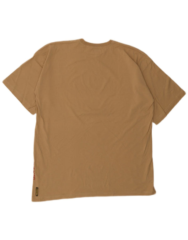 Armani Jeans Herren-T-Shirt mit Grafik, groß, beige Baumwolle