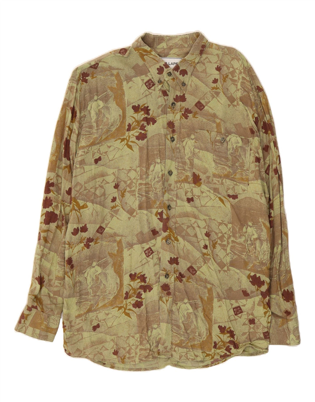 TED LAPIDUS Mens Shirt Medium Green Floral Viscose Vintage Ted Lapidus and Second-Hand Ted Lapidus from Messina Hembry 