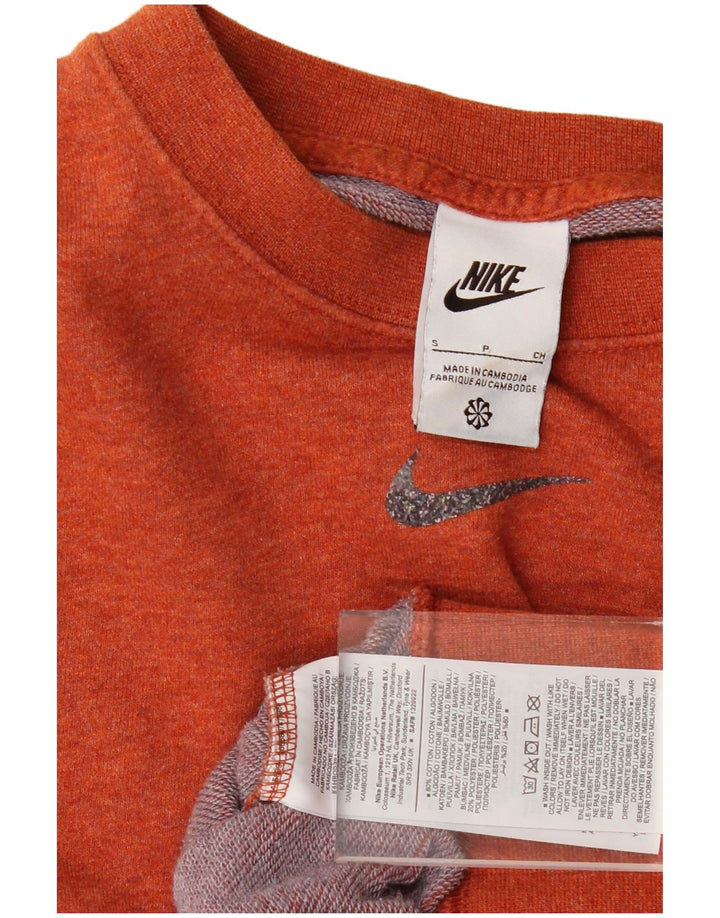 Nike Womens Crop Oversized Sweatshirt Pullover UK 10 Small Orange Baumwolle