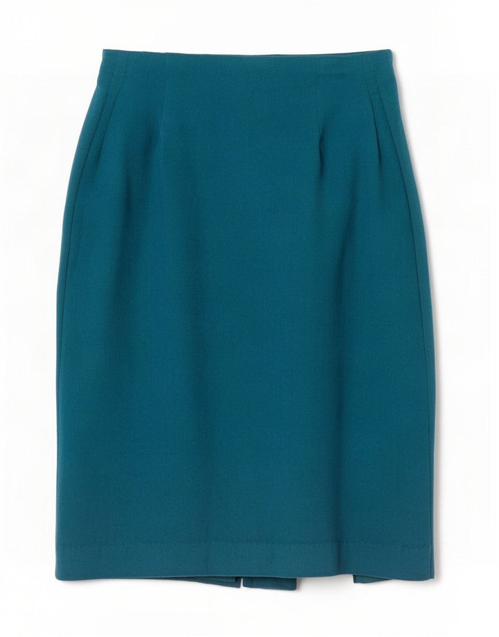 Vintage Damen Gerader Rock W24 XS Blaues Fischgrätenmuster
