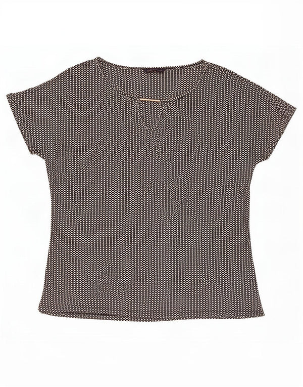 Marks & Spencer Damen-Blusenoberteil, Gr. 44, groß, schwarz gepunktete Viskose