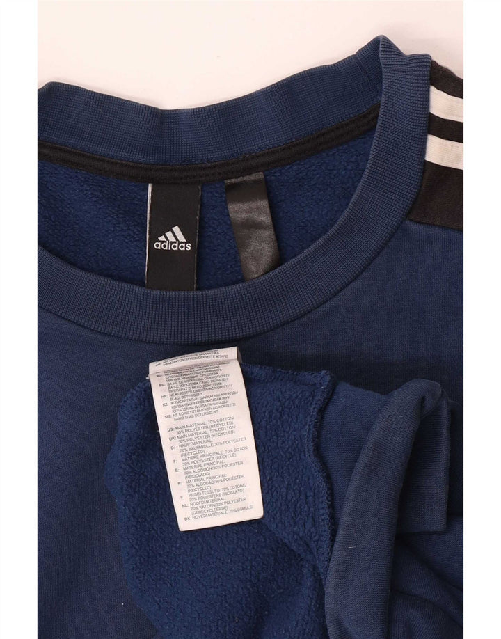 Adidas Herren-Sweatshirt-Pullover aus mittelblauer Colourblock-Baumwolle