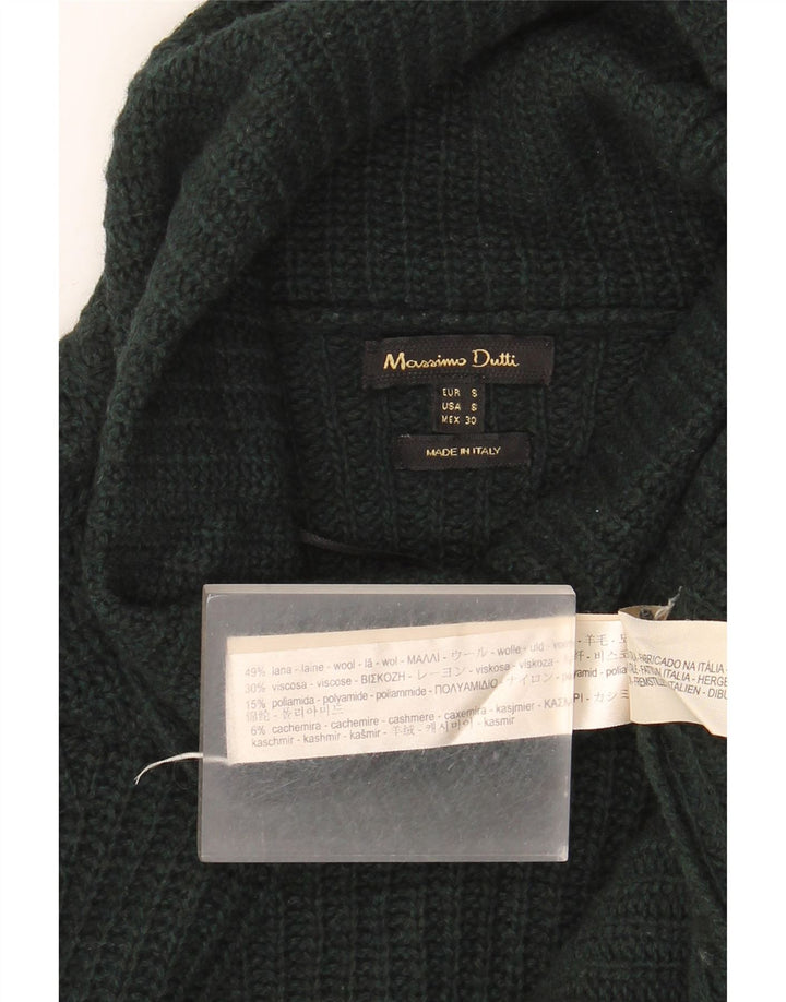 Massimo Dutti Damen-Pullover mit Rollkragen, Gr. 10, Größe S, grüne Wolle