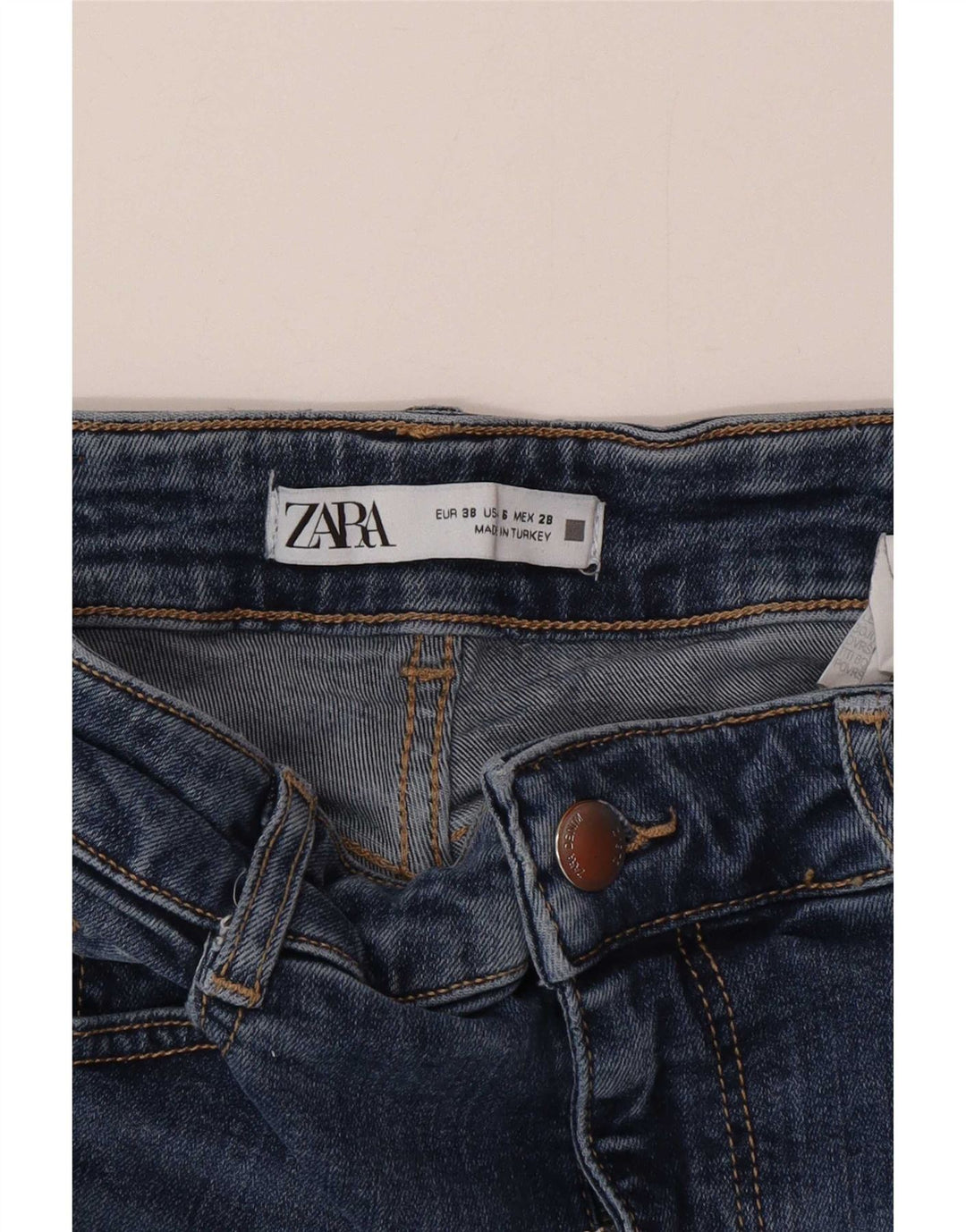 Zara Damen Schlagjeans EU 38 Small W28 L32 Blaue Baumwolle