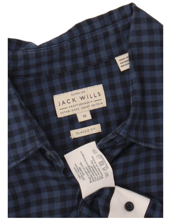 JACK WILLS Herren-Flanellhemd mit klassischer Passform, mittelmarineblaue Gingham-Baumwolle
