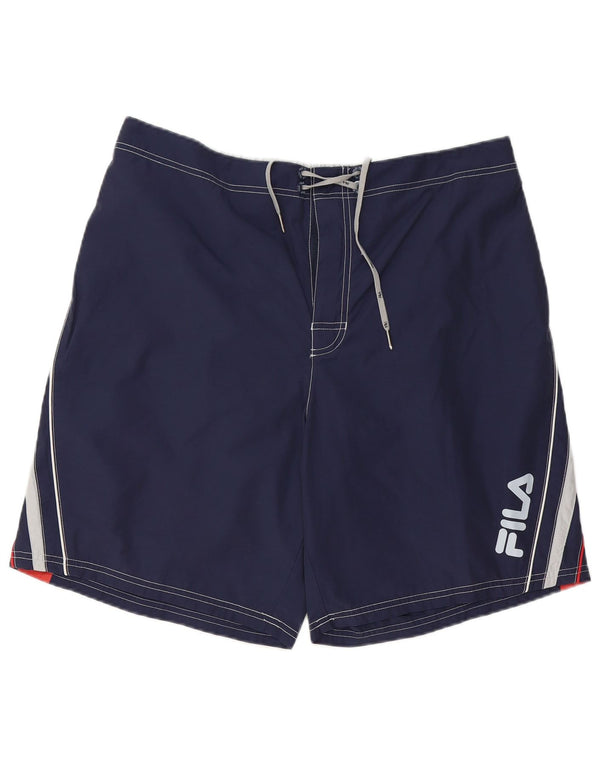 Fila Herren-Badeshorts mit Grafik, 2XL, Marineblau, Farbblock-Polyester