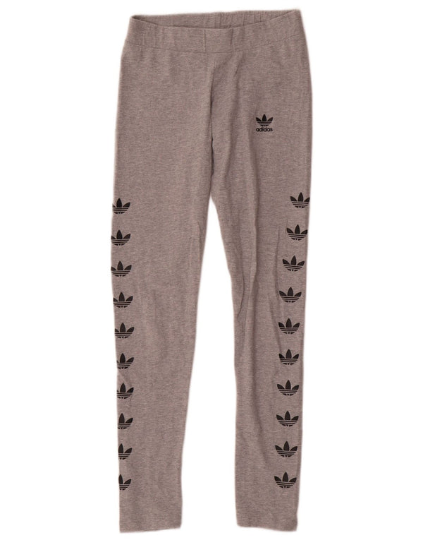 Adidas Damen Graphic Leggings UK 8 Small Graue Baumwolle