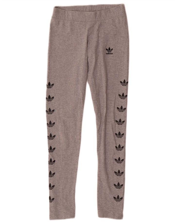 Adidas Damen Graphic Leggings UK 8 Small Graue Baumwolle