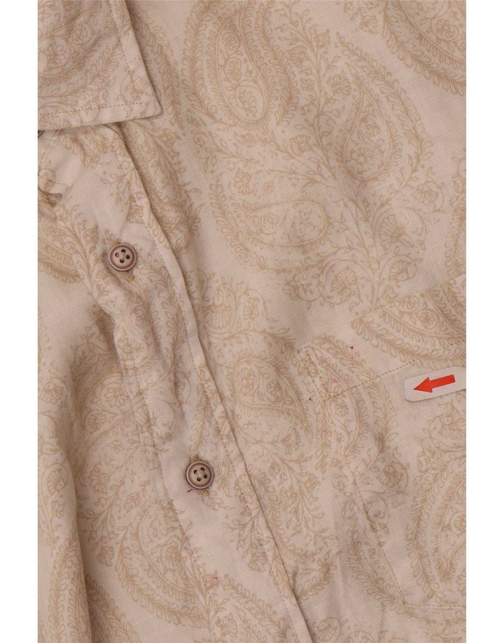 Nautica Herrenhemd, groß, beige, Paisley-Leinen