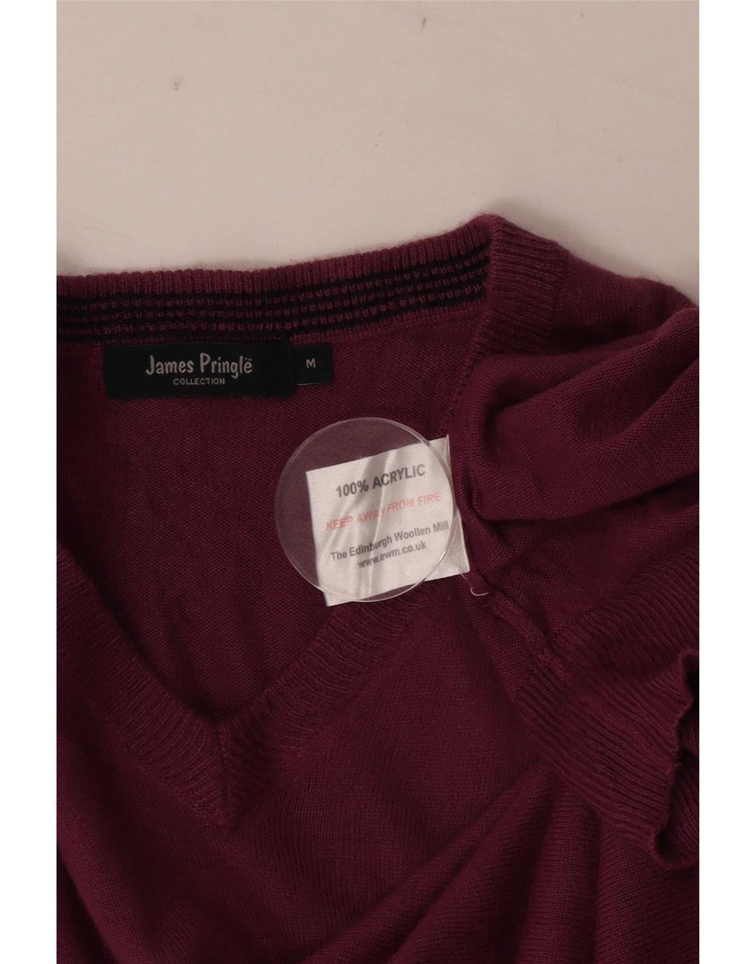 James Pringle Herren-Pullover mit V-Ausschnitt, mittleres Burgunderrot, Acryl