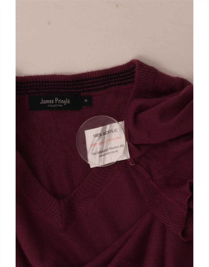 James Pringle Herren-Pullover mit V-Ausschnitt, mittleres Burgunderrot, Acryl