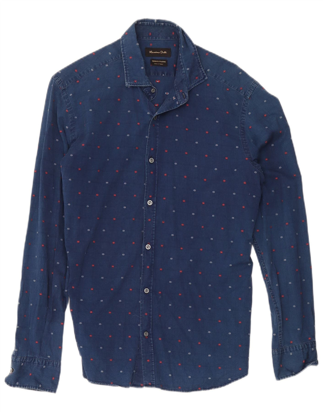 Massimo Dutti Herren-Jeanshemd, mittleres Marineblau mit Blumenmuster
