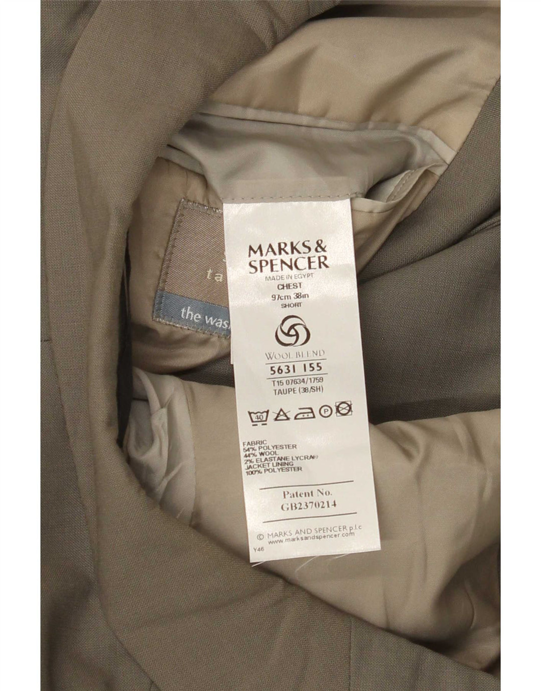 Marks & Spencer Herren-Blazer, kurz, 3 Knöpfe, UK 38, Mittel Khaki