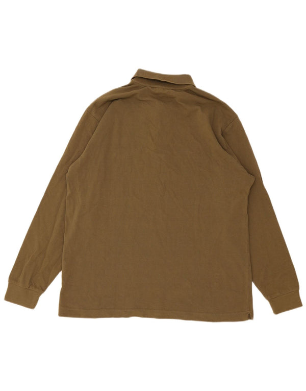 Kappa Herren-Langarm-Poloshirt aus mittlerer Khaki-Baumwolle