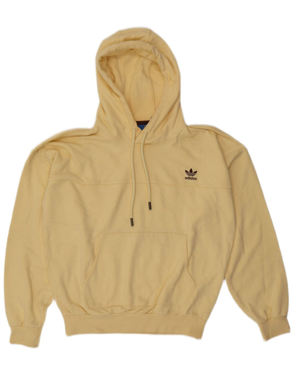 Adidas Damen Übergroßer Kapuzenpullover UK 14 Mittelgelbe Baumwolle